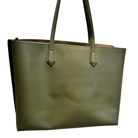 Quince Italian Leather Triple Compartment Shopper Tote | Olive Green - Picture 4 of 16